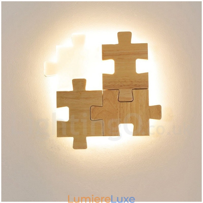 Appliques murales en bois avec abat-jour en acrylique Applique murale moderne contemporaine en bois et bambou