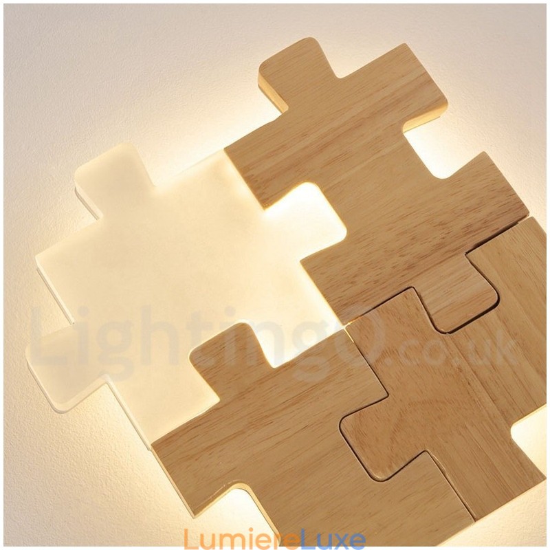 Appliques murales en bois avec abat-jour en acrylique Applique murale moderne contemporaine en bois et bambou