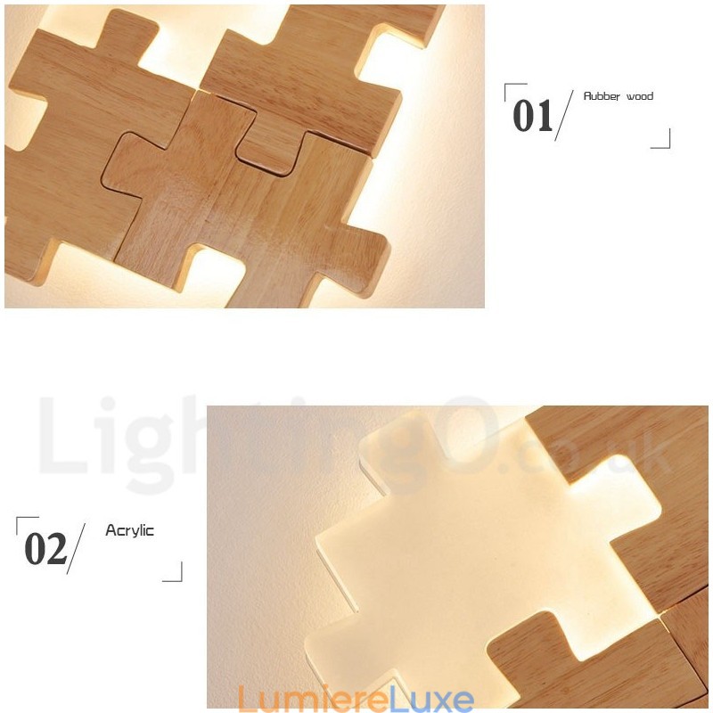 Appliques murales en bois avec abat-jour en acrylique Applique murale moderne contemporaine en bois et bambou