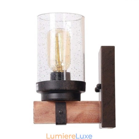Applique murale vintage en bois de style industriel, 1 lumière, pour bar, loft, café, restaurant Applique murale vintage en bois de style industriel, 1 lumière, pour bar, loft, café, restaurant