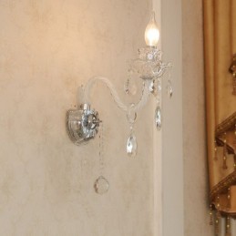 Applique murale rétro en verre et cristal assortie à 1 lumière