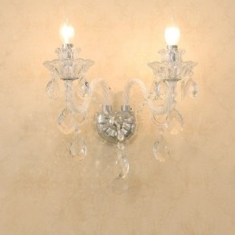 Applique murale rétro en verre cristal à 2 lumières assorties