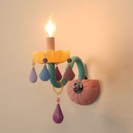 Applique murale rétro Macaron à 1 lumière en verre multi-cristal pour chambre d'enfant
