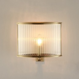 Applique murale luxueuse en laiton pur, style rustique rétro vintage, 1 lumière avec abat-jour en verre
