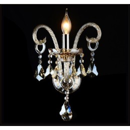 Applique murale rétro en verre cristal K9 de couleur cognac assortie à 1 lumière