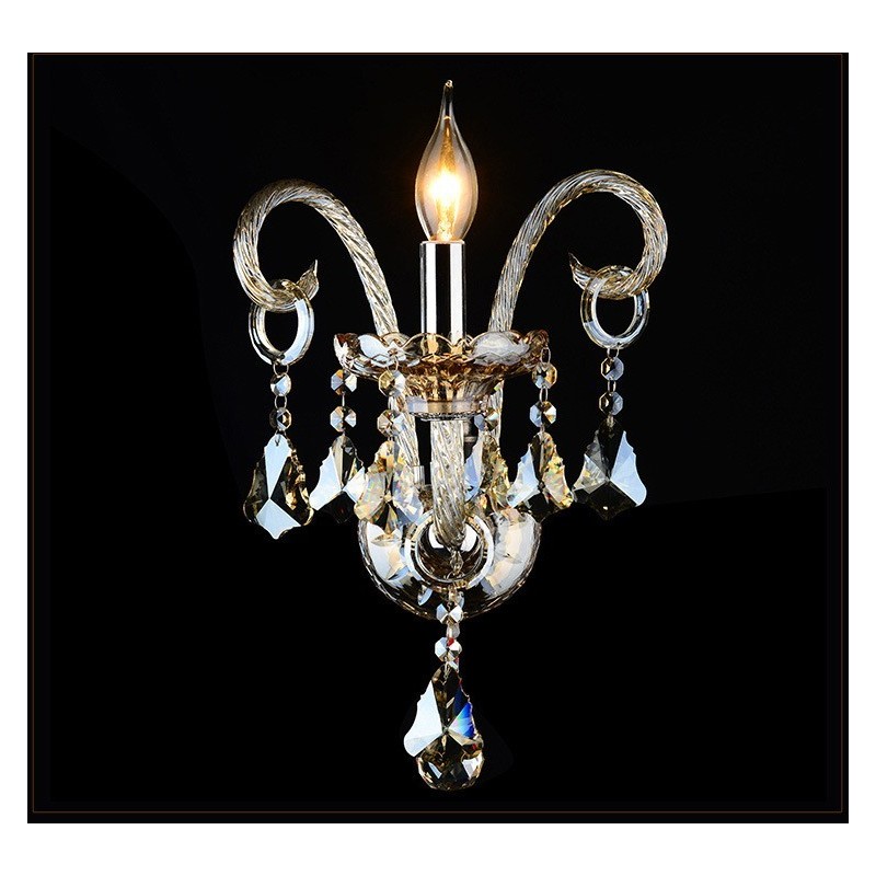 Applique murale rétro en verre cristal K9 de couleur cognac assortie à 1 lumière