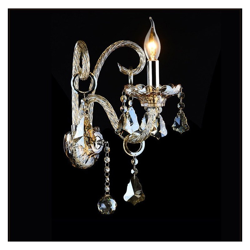 Applique murale rétro en verre cristal K9 de couleur cognac assortie à 1 lumière