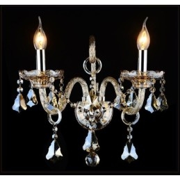 Applique murale rétro en verre cristal K9 à 2 ampoules assorties, couleur cognac