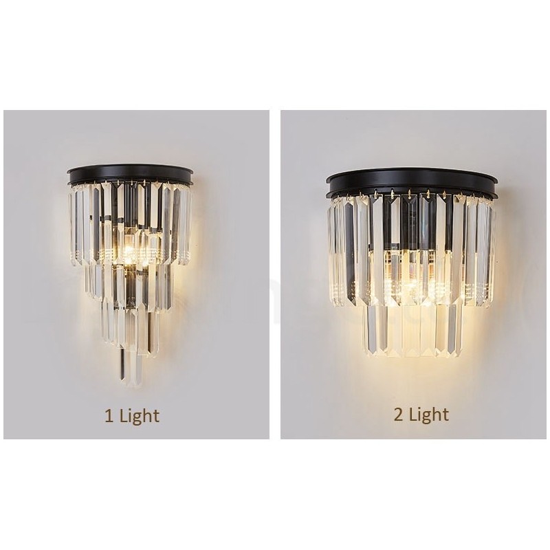 Applique murale moderne de luxe en cristal K9 avec abat-jour en cristal