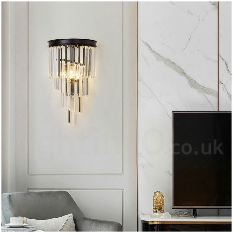 Applique murale moderne de luxe en cristal K9 avec abat-jour en cristal