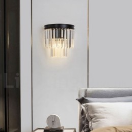 Applique murale moderne de luxe en cristal K9 avec abat-jour en cristal