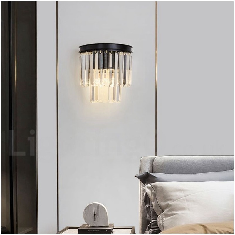 Applique murale moderne de luxe en cristal K9 avec abat-jour en cristal