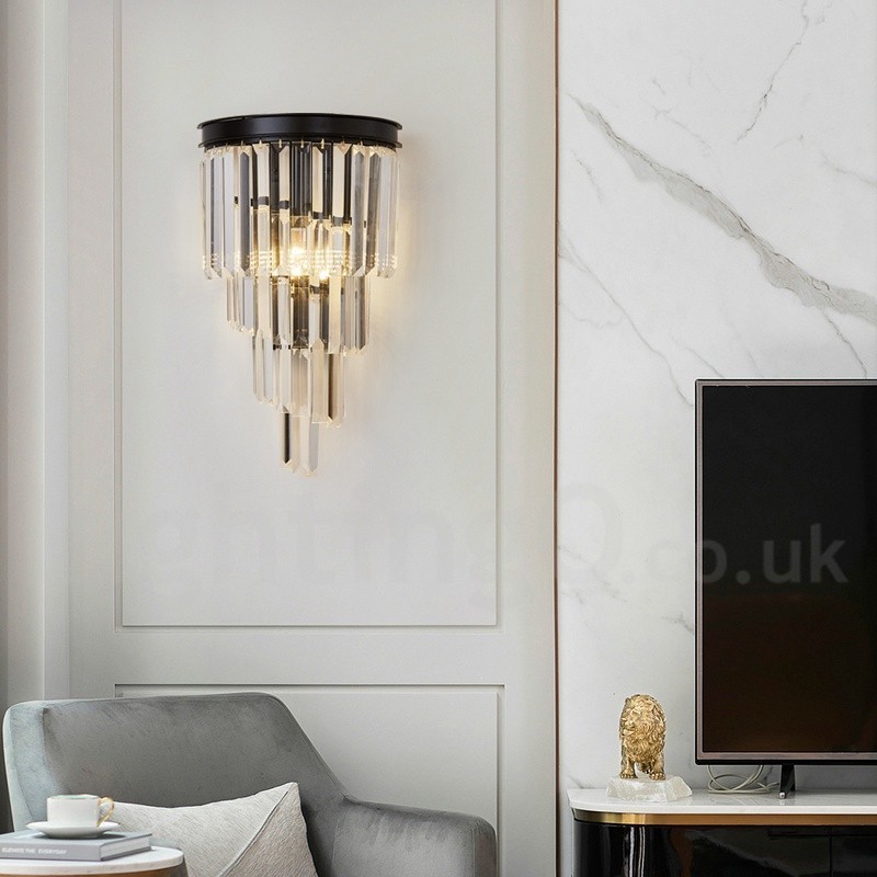 Applique murale moderne de luxe en cristal K9 avec abat-jour en cristal