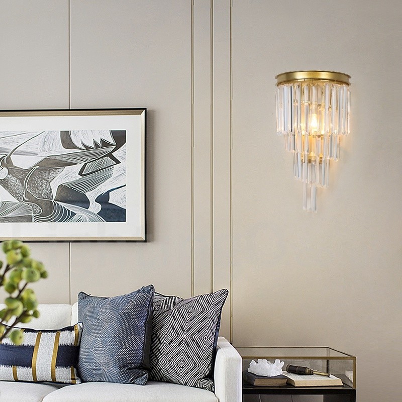 Applique murale moderne de luxe en cristal K9 avec abat-jour en cristal