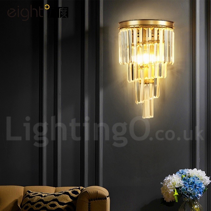 Applique murale moderne de luxe en cristal K9 avec abat-jour en cristal