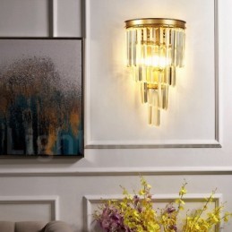 Applique murale moderne de luxe en cristal K9 avec abat-jour en cristal