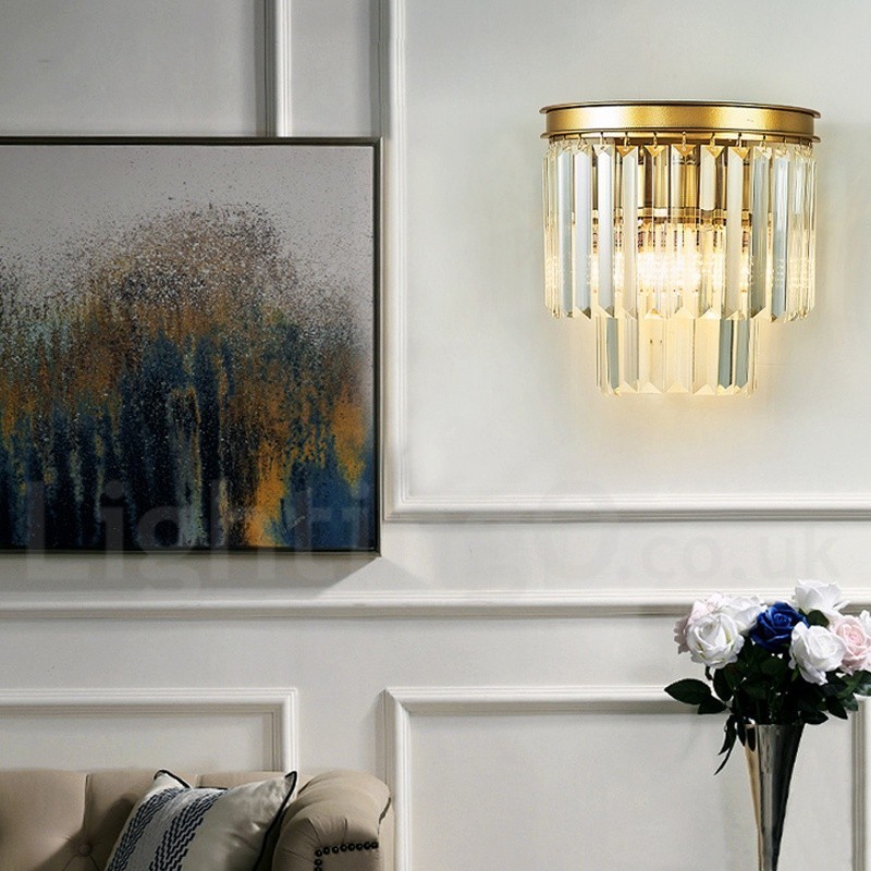 Applique murale moderne de luxe en cristal K9 avec abat-jour en cristal
