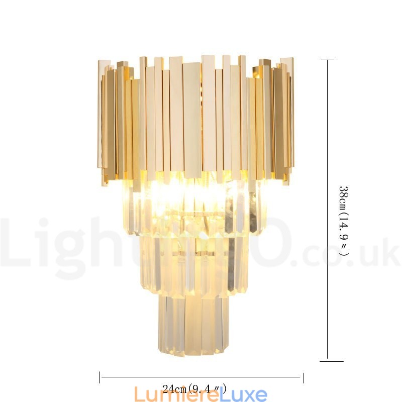 Applique murale de luxe postmoderne en cristal K9 assortie dorée avec abat-jour en cristal