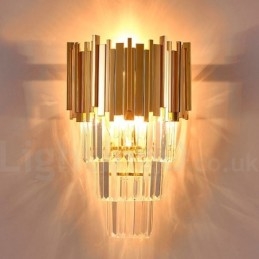 Applique murale de luxe postmoderne en cristal K9 assortie dorée avec abat-jour en cristal