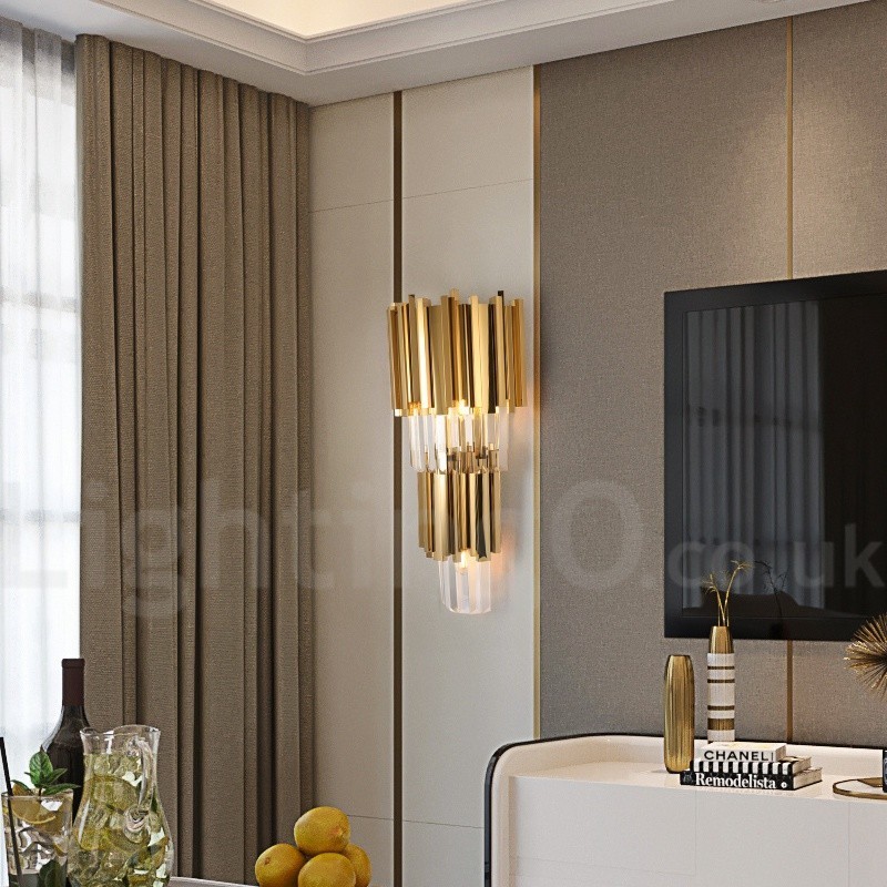 Applique murale moderne de luxe en cristal K9 avec abat-jour en cristal
