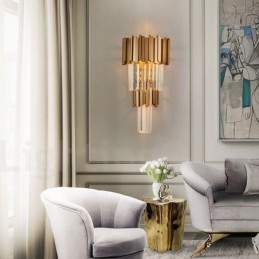 Applique murale moderne de luxe en cristal K9 avec abat-jour en cristal