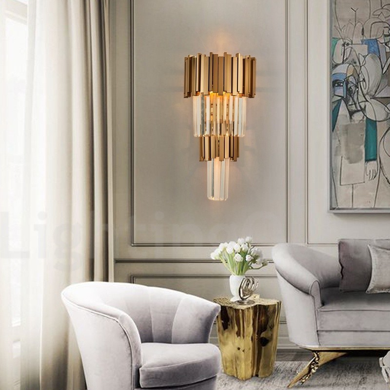 Applique murale moderne de luxe en cristal K9 avec abat-jour en cristal