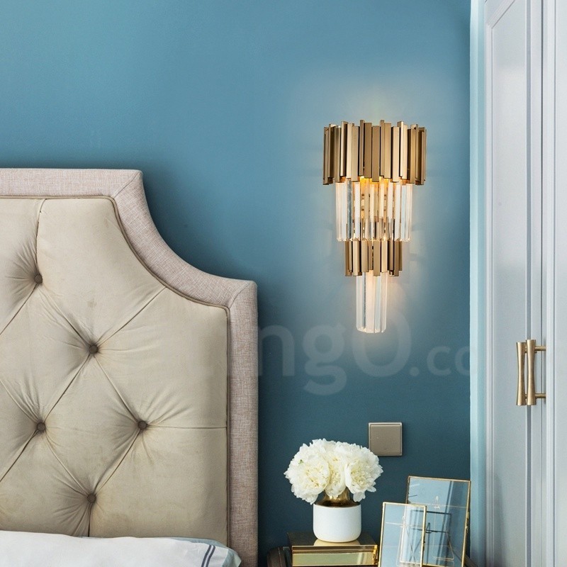 Applique murale moderne de luxe en cristal K9 avec abat-jour en cristal