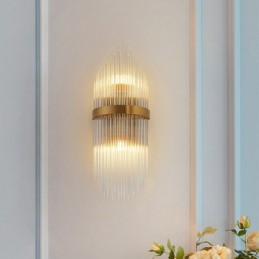 Applique murale moderne de luxe en cristal K9 avec abat-jour en cristal
