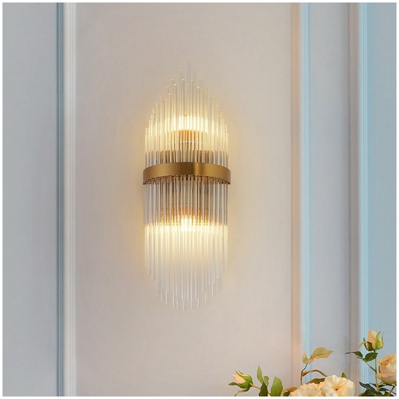 Applique murale moderne de luxe en cristal K9 avec abat-jour en cristal