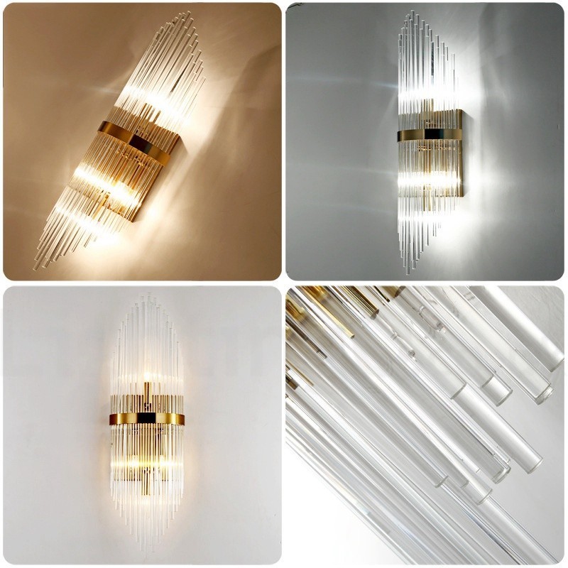 Applique murale moderne de luxe en cristal K9 avec abat-jour en cristal