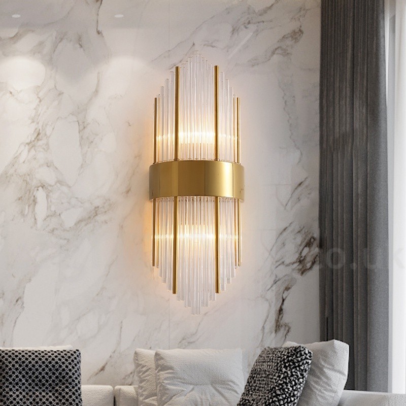 Applique murale moderne de luxe en cristal K9 avec abat-jour en cristal