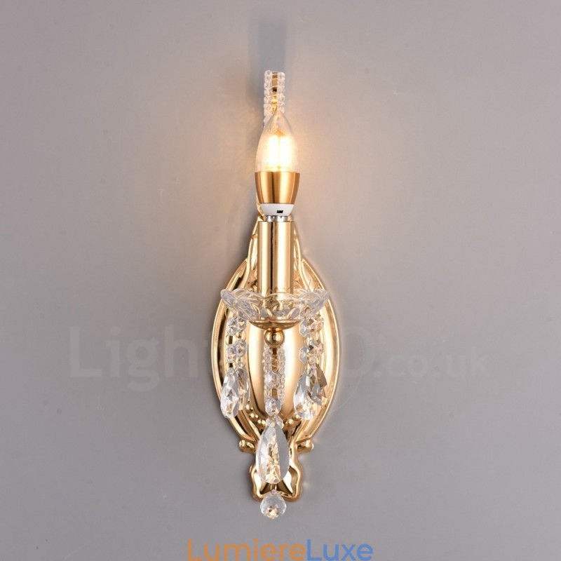 Applique murale en cristal de style américain, 1 lumière, dorée et noire, pour salon, salle à manger, magasin de vêtements, café, hôtel