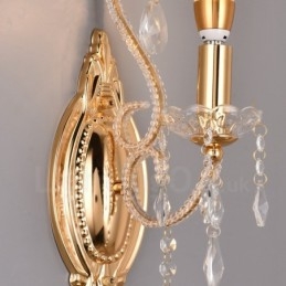 Applique murale en cristal de style américain, 1 lumière, dorée et noire, pour salon, salle à manger, magasin de vêtements, café, hôtel