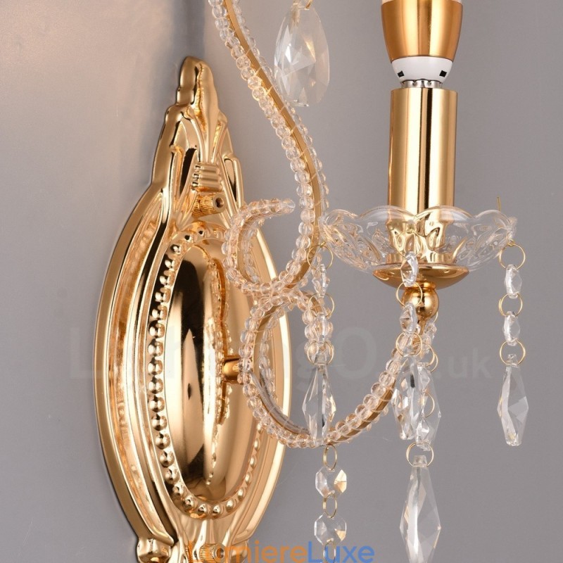 Applique murale en cristal de style américain, 1 lumière, dorée et noire, pour salon, salle à manger, magasin de vêtements, café, hôtel