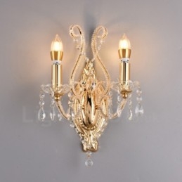 Applique murale en cristal de style américain à 2 lumières, dorée et noire, pour salon, salle à manger, magasin de vêtements, café, hôtel