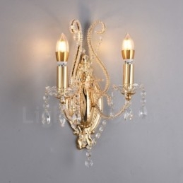 Applique murale en cristal de style américain à 2 lumières, dorée et noire, pour salon, salle à manger, magasin de vêtements, café, hôtel