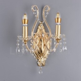 Applique murale en cristal de style américain à 2 lumières, dorée et noire, pour salon, salle à manger, magasin de vêtements, café, hôtel