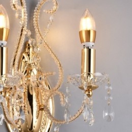Applique murale en cristal de style américain à 2 lumières, dorée et noire, pour salon, salle à manger, magasin de vêtements, café, hôtel
