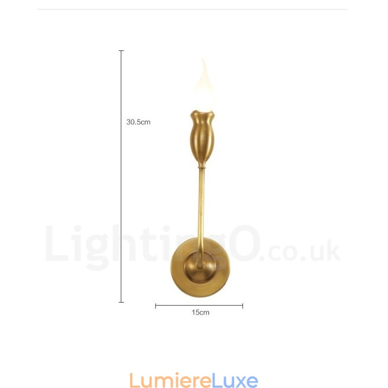 Applique murale luxueuse en laiton pur, style rustique rétro vintage, 1 lumière, idéale pour une chambre d'hôtel, une salle d'exposition, un salon ou une salle à manger.