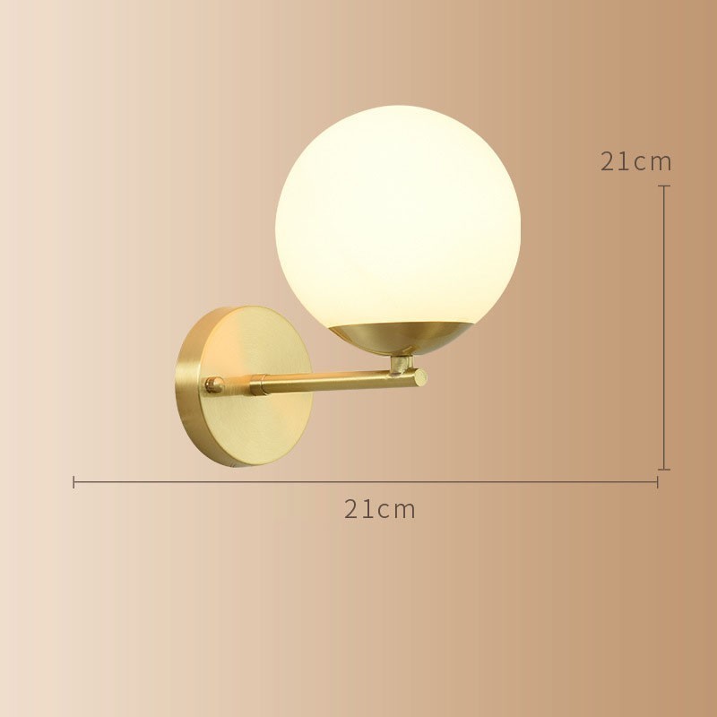 Applique murale moderne Molécules Bean avec abat-jour en verre sphérique