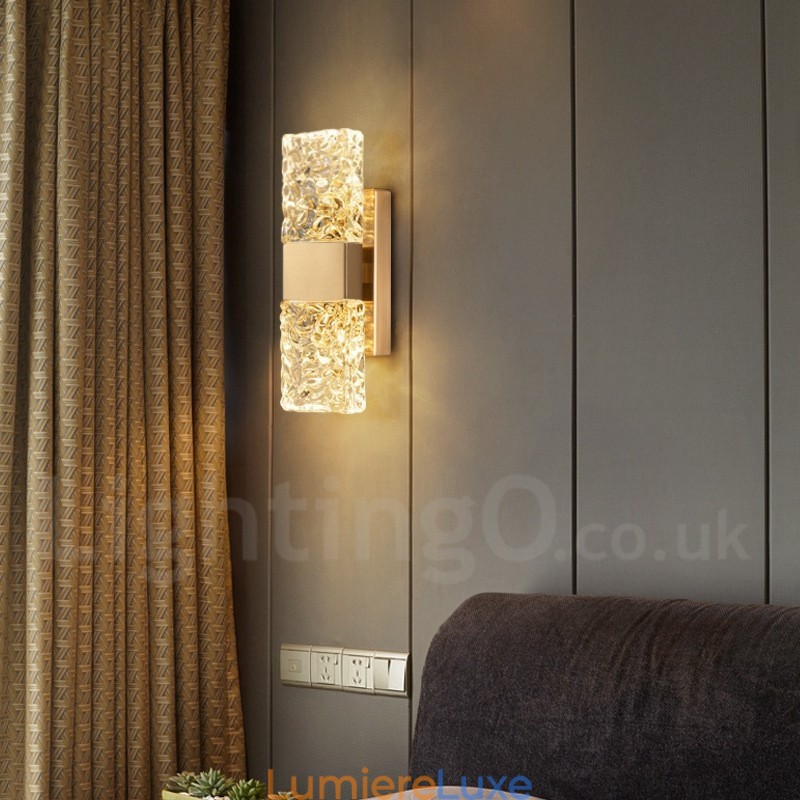 Applique murale moderne en cristal encastrée pour chevet, porche, allée, salon, chambre à coucher, bureau