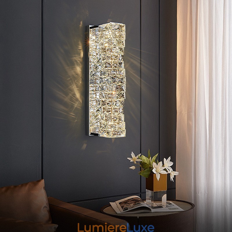 Applique murale moderne en cristal K9 pour chevet, porche, allée, salon, chambre à coucher, bureau