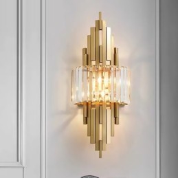 Applique murale en cristal de luxe postmoderne pour salon, arrière-plan TV, chambre à coucher, lampe de chevet