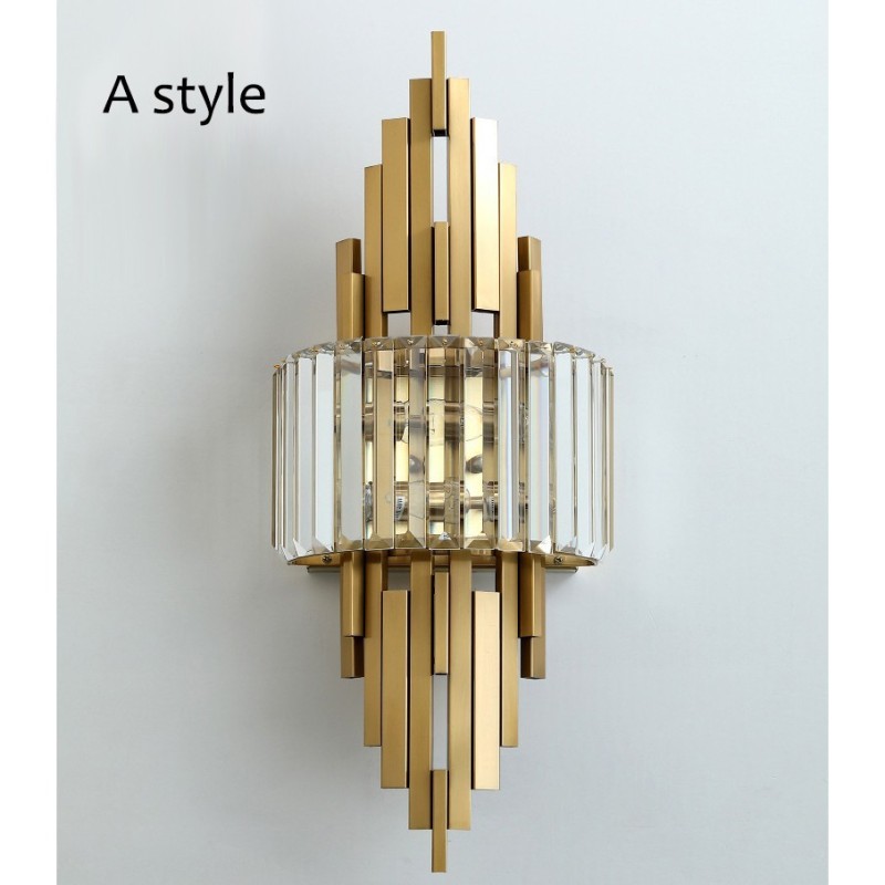 Applique murale en cristal de luxe postmoderne pour salon, arrière-plan TV, chambre à coucher, lampe de chevet
