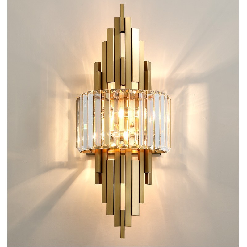 Applique murale en cristal de luxe postmoderne pour salon, arrière-plan TV, chambre à coucher, lampe de chevet