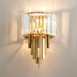 Applique murale en cristal de luxe postmoderne pour salon, arrière-plan TV, chambre à coucher, lampe de chevet
