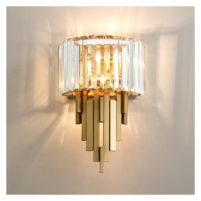 Applique murale en cristal de luxe postmoderne pour salon, arrière-plan TV, chambre à coucher, lampe de chevet