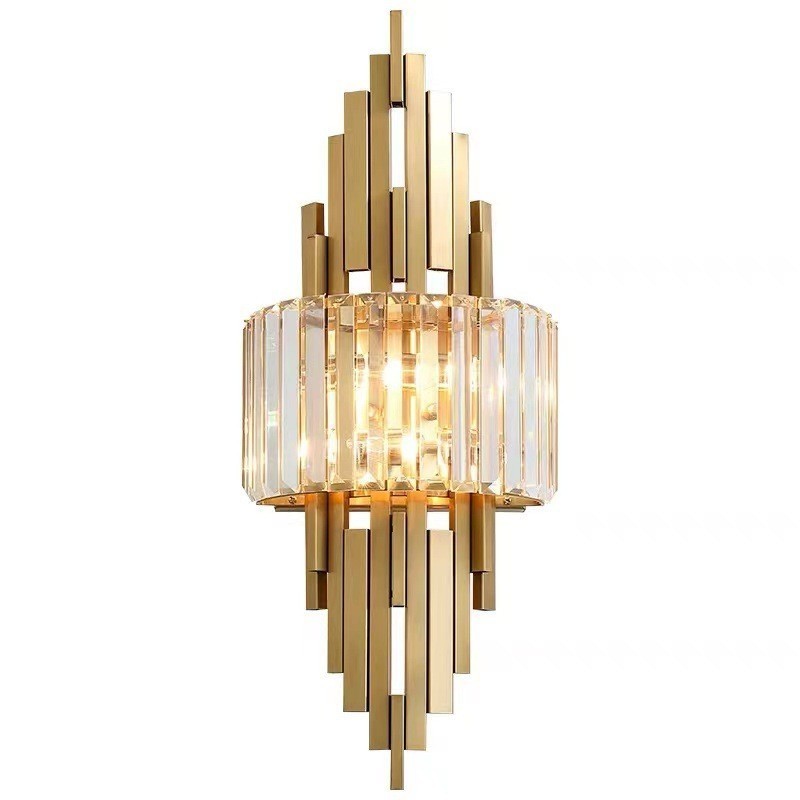 Applique murale en cristal de luxe postmoderne pour salon, arrière-plan TV, chambre à coucher, lampe de chevet