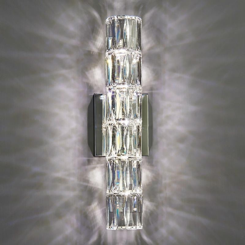 Applique murale de salon, lampe de chevet de chambre à coucher simple de luxe, hall d'hôtel, allée, projet de villa, appliques murales en cristal en acier inoxydable