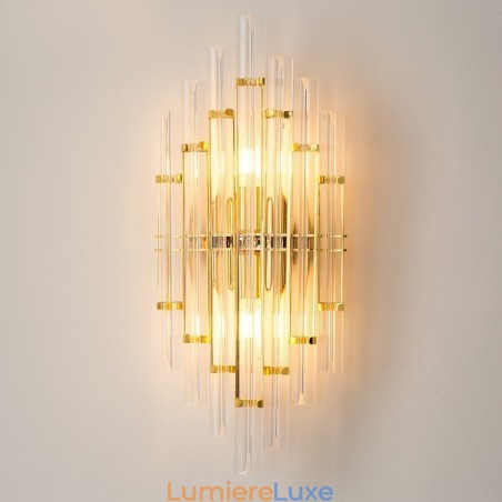 Applique murale en cristal de luxe pour hôtel, style post-moderne, luminaire décoratif pour salon, couloir, entrée, chambre à coucher, chevet Applique murale en cristal de luxe pour hôtel, style post-moderne, luminaire décoratif pour salon, couloir, entrée, chambre à coucher, chevet